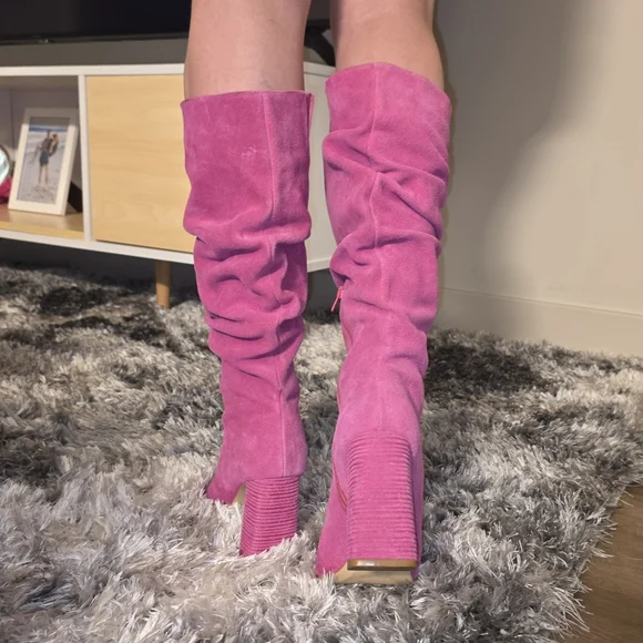 Lanca Perfume Suede Leather Knee High Heeled Boots MADE IN BRAZIL - Picture 4 of 8